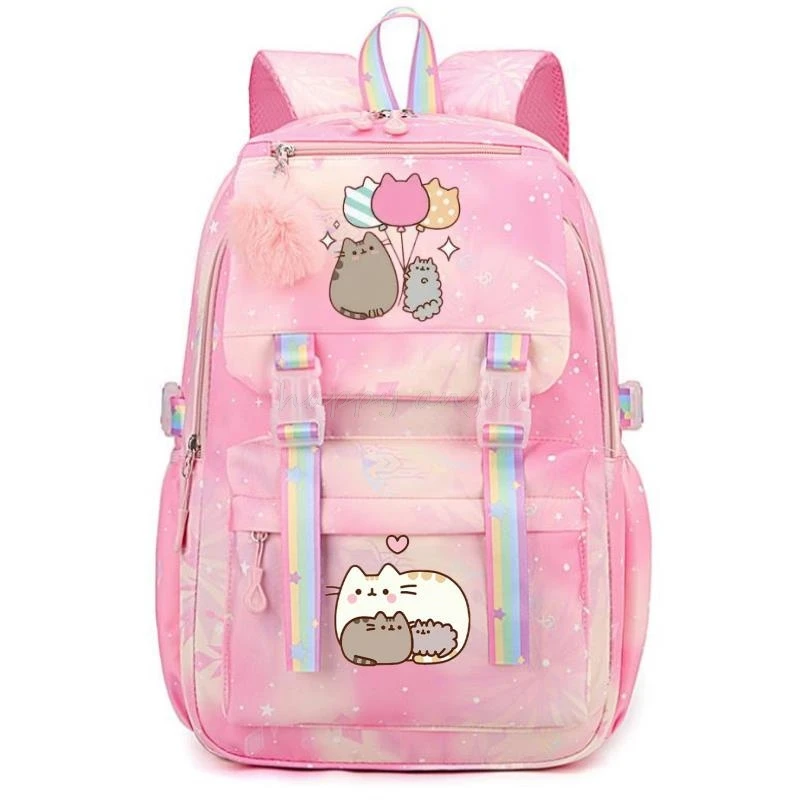 ใหม่ Fat Cat กระเป๋าเป้สะพายหลังการ์ตูนสําหรับโรงเรียนนักเรียนหญิงกระเป๋าหนังสือแล็ปท็อปกระเป๋าเป้สะพายหลังคอมพิวเตอร์ Lady Multipocket กระเป๋าเดินทาง