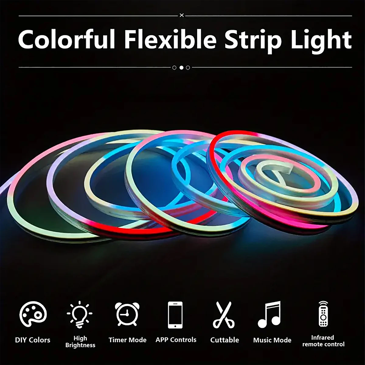 USB-betriebene Gaming-Hintergrundbeleuchtung, Streifen, RGBIC-LED-Neonlichter, 5 V, flexibles Band, Neonlichter mit Bluetooth, Musiksynchronisierung