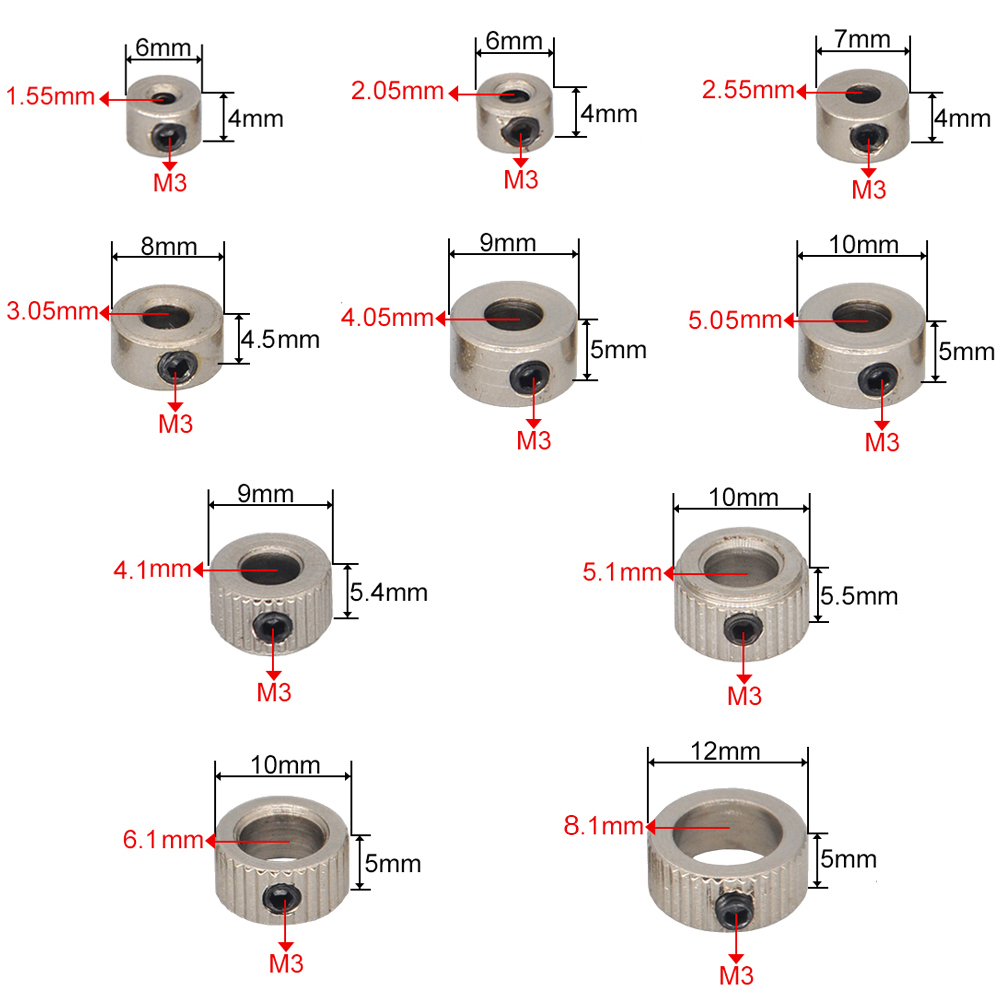 10PCS โลหะล็อคล้อคอเพลาเพลา BUSHING Landing Gear Stopper 1.6/2.1/ 2.6/ 3.1/ 4.1/ 5.1/ 6.1/ 8.1 มม.สําหรับรุ่น RC อะไหล่