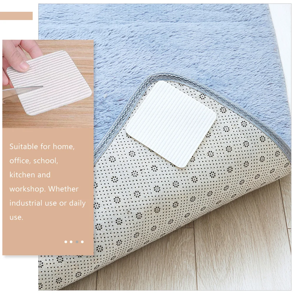 4Pcs Carpet Tape for Area Rugs Over Carpet Non-Woven Rug Pad Prevent Curling and Moving Anti-Slip Protection for Kitchen