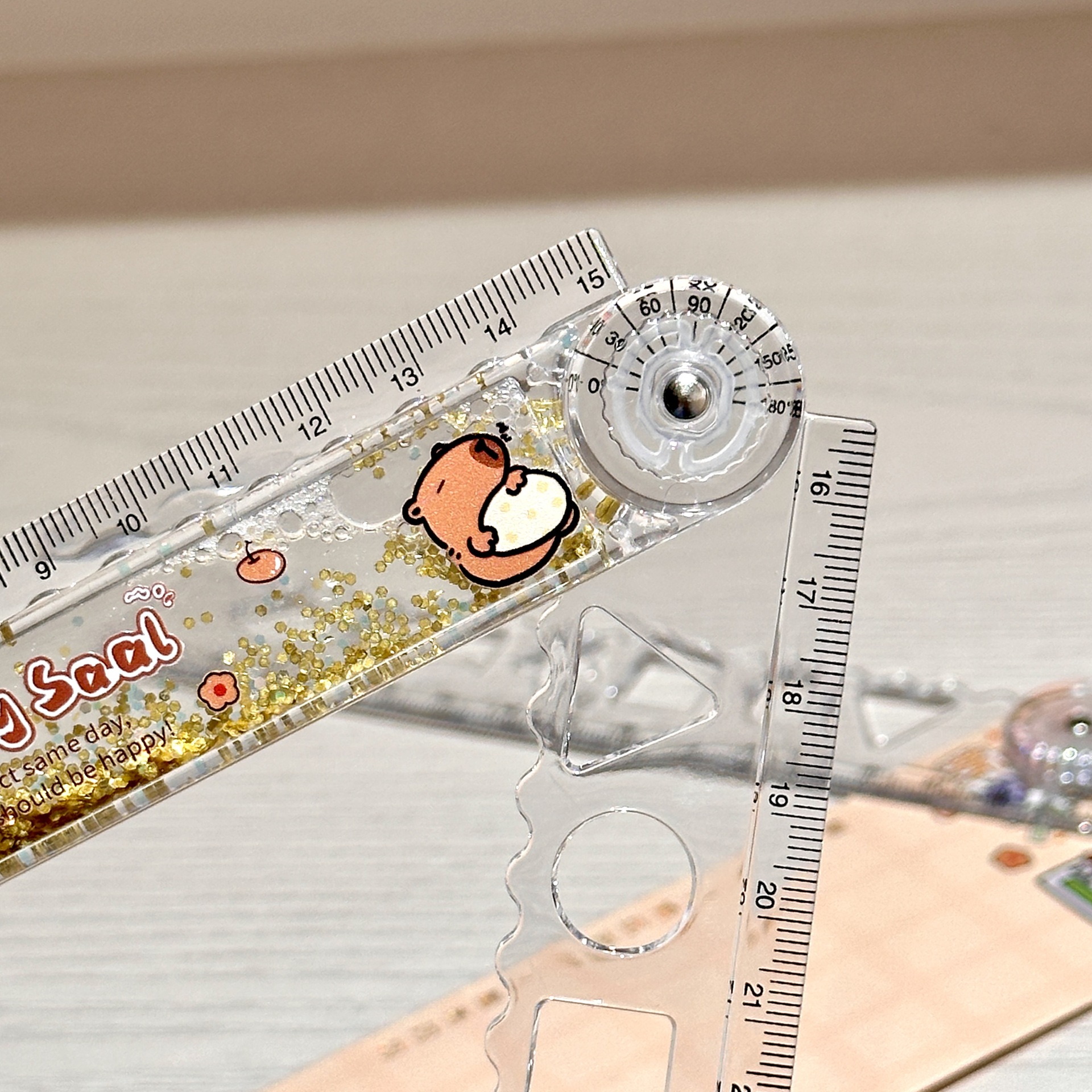 Multi-function Drawing Tools Student Stationery Measuring Tools Cartoon Capybara Measuring Ruler Folding Ruler Drawing Ruler