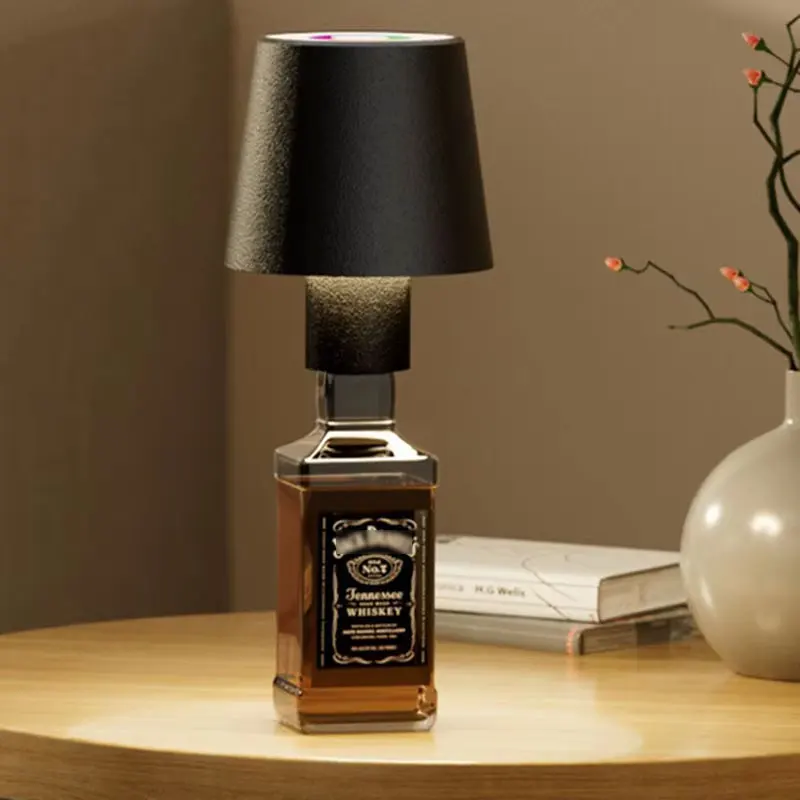 Lâmpada de garrafa de vinho de fundo apontado/redondo farol criativo embutido portátil regulável para bar restaurante decoração de acampamento