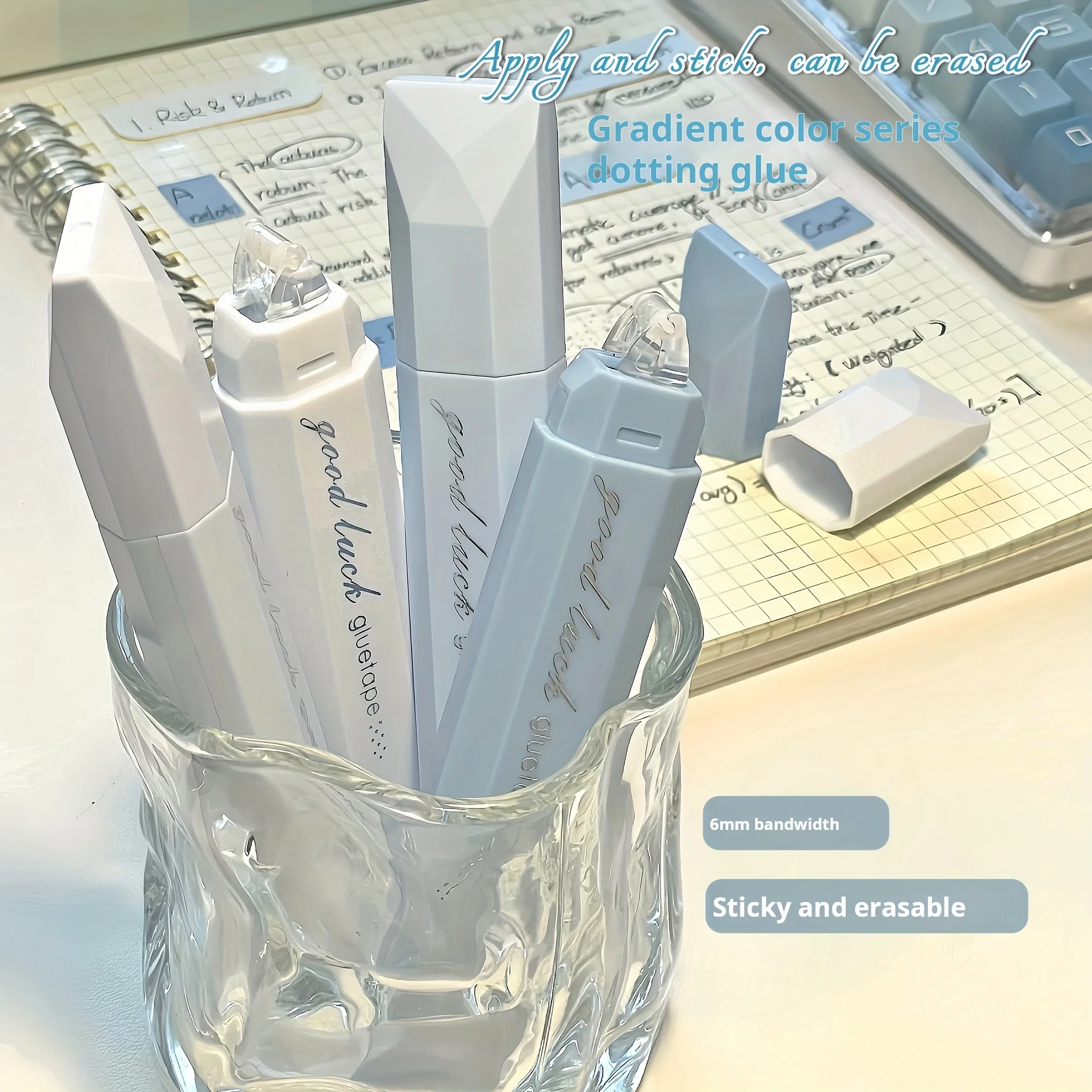4pcs large-capacity double-sided dispensing pens, seamless adhesive, suitable for scrapbooks and DIY office stationery