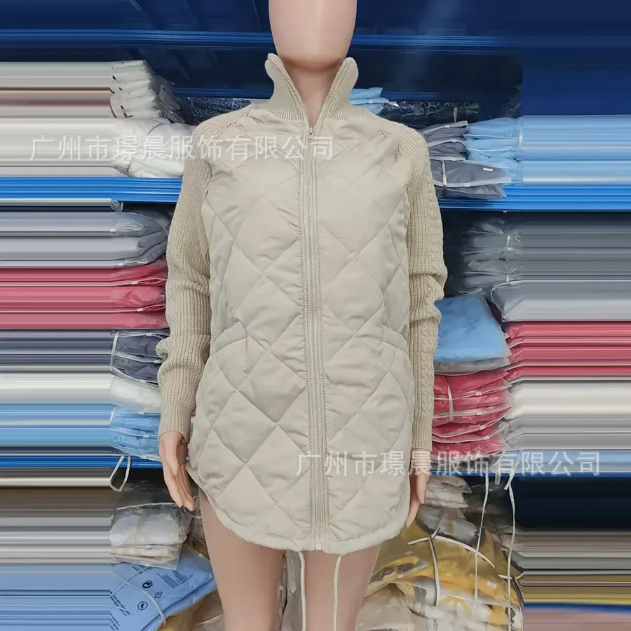 Dames herfst winter vest rits lange mouwen opstaande kraag parka jas jas effen kleur