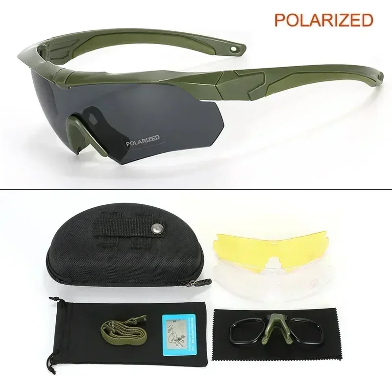New Polarized Tactical Goggles 3 Lens Set Climbing Glasses Outdoor Sports Windproof Dustproof Safety Protective Glasses