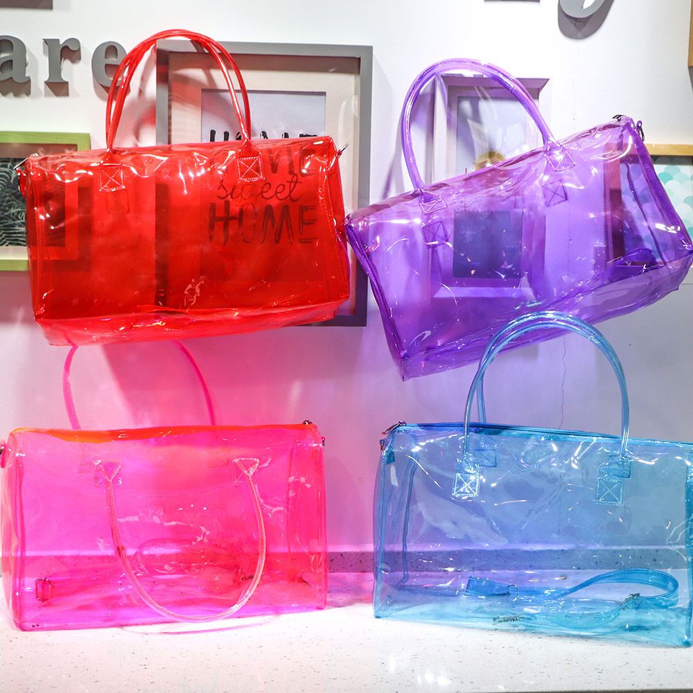 Jelly Bag ว่ายน้ํากีฬากลางแจ้งชายหาดกันน้ํา Casual กระเป๋า Messenger ความจุขนาดใหญ่สําหรับผู้หญิงโลโก้ที่กําหนดเอง