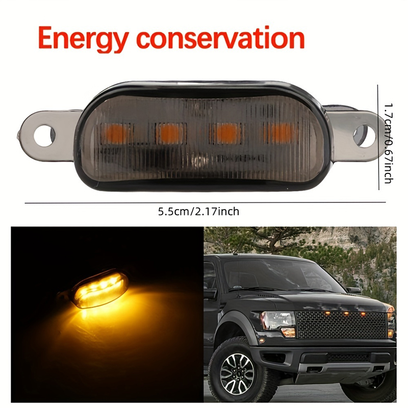 Lumières universelles de calandre avant de voiture à LED, feu de gril blanc ambre fumé, couvercle de pare-chocs avant, lampe pour coffre tout-terrain, éclairage à LED SUV