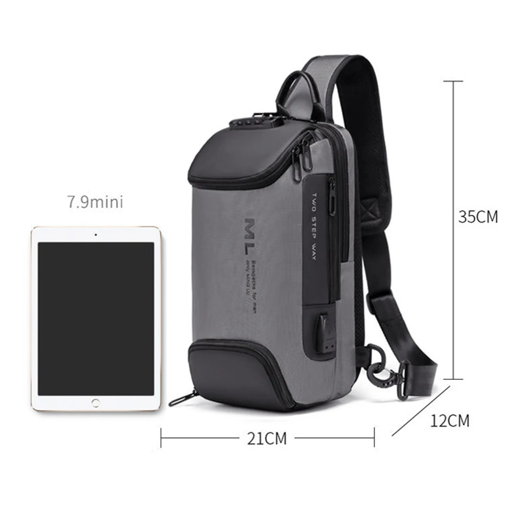 Männer Mode Anti-diebstahl Lock Multifunktions Schulter Taschen USB Lade Sling Crossbody Reise Messenger Brust Tasche Pack Für Männliche