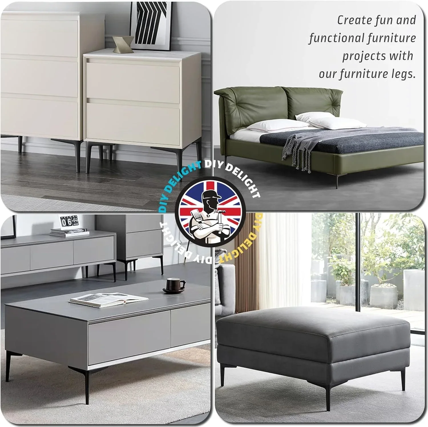 テレビ,コーヒーテーブル,バスルーム,引き出し,キャビネット,脚,金属サポート,脚,積載量800kg, 4ピース/セット