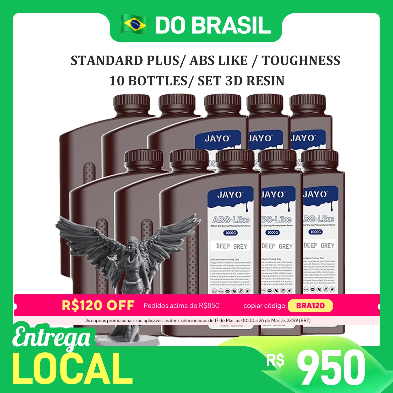Jayo padrão/abs-como/pa-como/alta temperatura/diminuir resina 10kg 395-405nm resina rápida de fotopolímero de cura uv para impressora 3d lcd/dlp