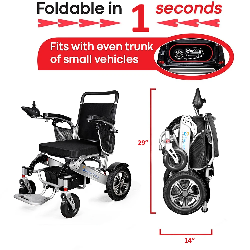 24V Lithium Battery High Quality Foldable Lightweight Electric Wheelchair For Disabled With Remote Control