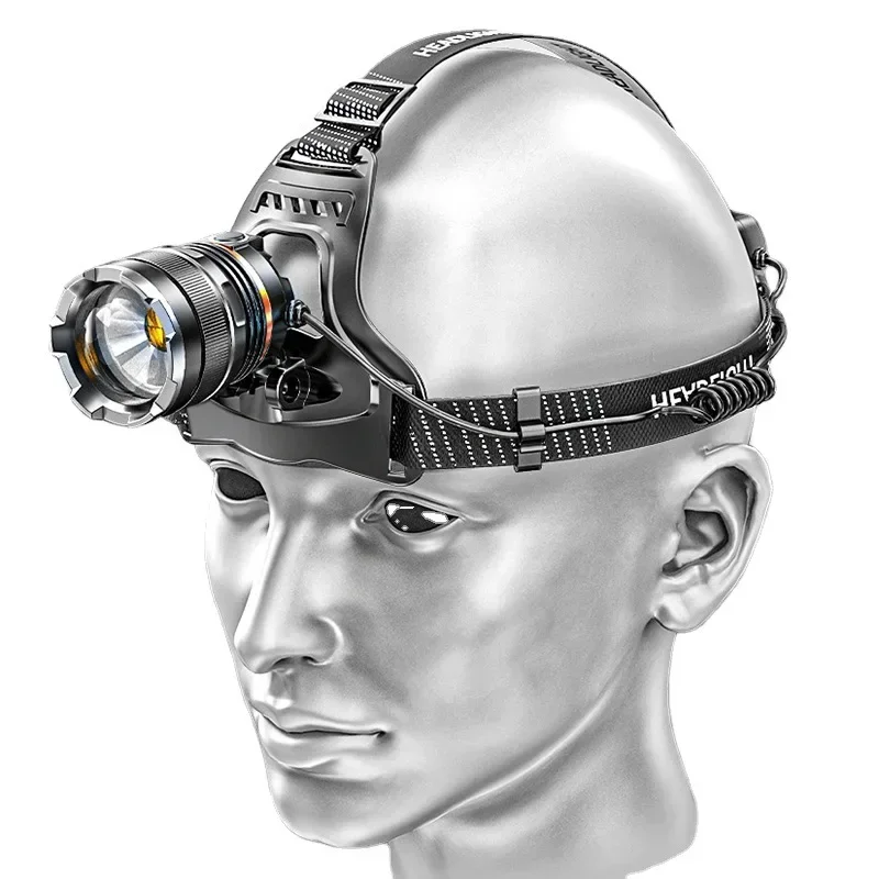 Linterna frontal con Sensor LED XHP50, faro impermeable, recargable, para pesca, búsqueda, Camping, Zoom