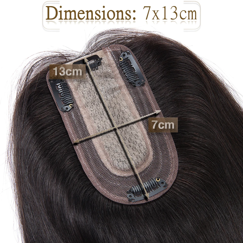 S-noilite cheveux Toppers 7x13 cm femmes Topper pince à cheveux perruque de cheveux naturels 100% cheveux humains pour les femmes soie Base pince dans l'extension de cheveux