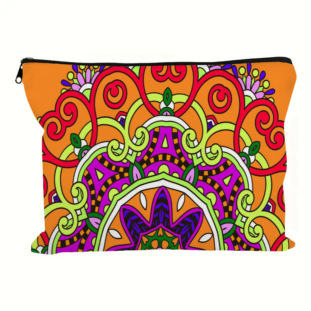 Kosmetiktasche mit Vintage-Mandala-Print, leichte Clutch, Münzgeldbörse; Tragbare Make-up-Tasche mit Reißverschluss, Federmäppchen, Weihnachtsgeschenktüten