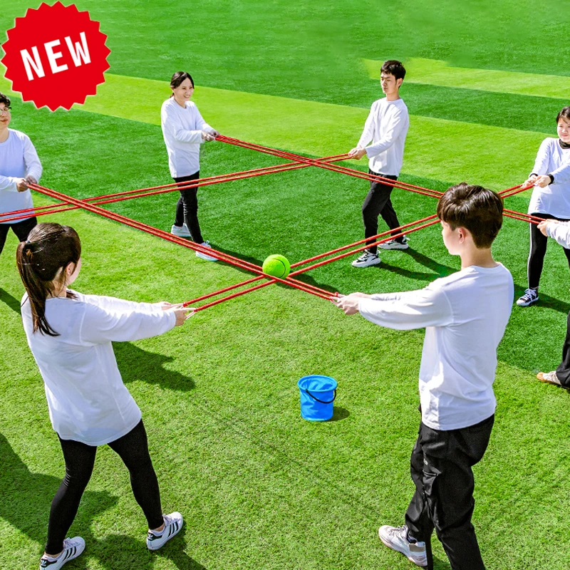 Juego de trabajo en equipo, pista de cuerda para tirar, juego de construcción de equipo para atrapar la pelota, interacción entre padres e hijos, colaboración multijugador, deporte al aire libre