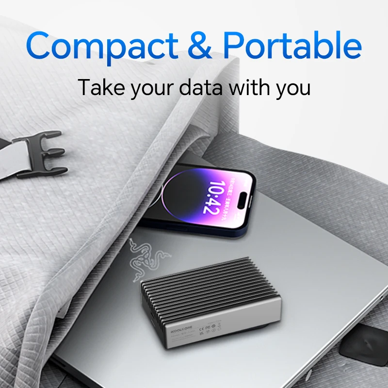 USB4 mobile hard disk box supports Thunderbolt 3/4/5, fanless cooling, silent and high-speed transmission