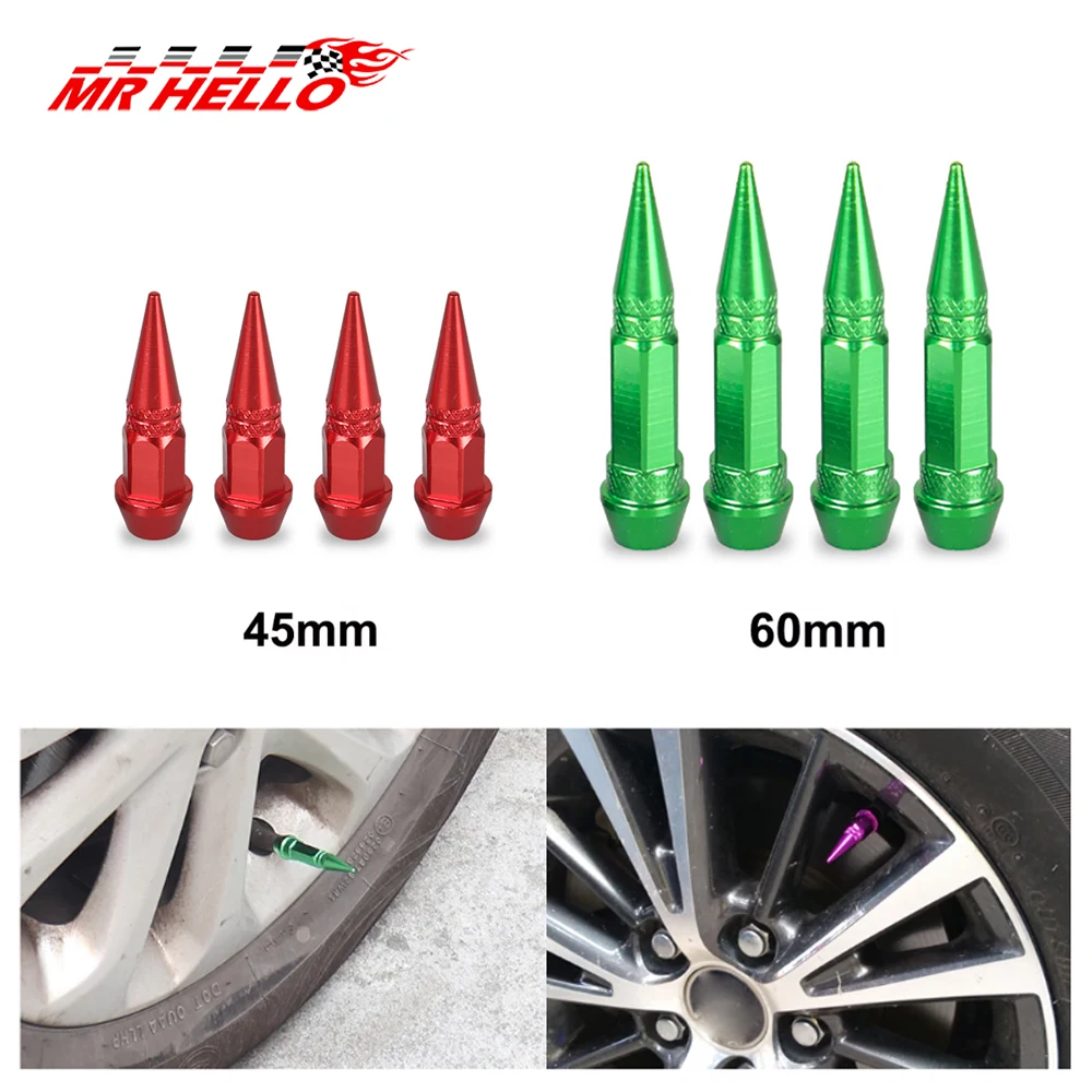 4Pcs Universal Aluminium Auto Styling Tuning Auto Reifen Ventil Stem Cap Spike Geformt Metall Staub Abdeckungen Deckel für Fahrrad motorrad
