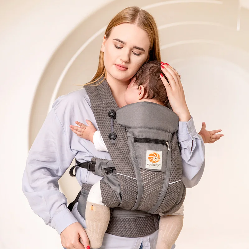Com caixa e instruções Breeze 360 Porta-bebês ergonômico todas as posições Sling Wrap Mochila 0-36 M