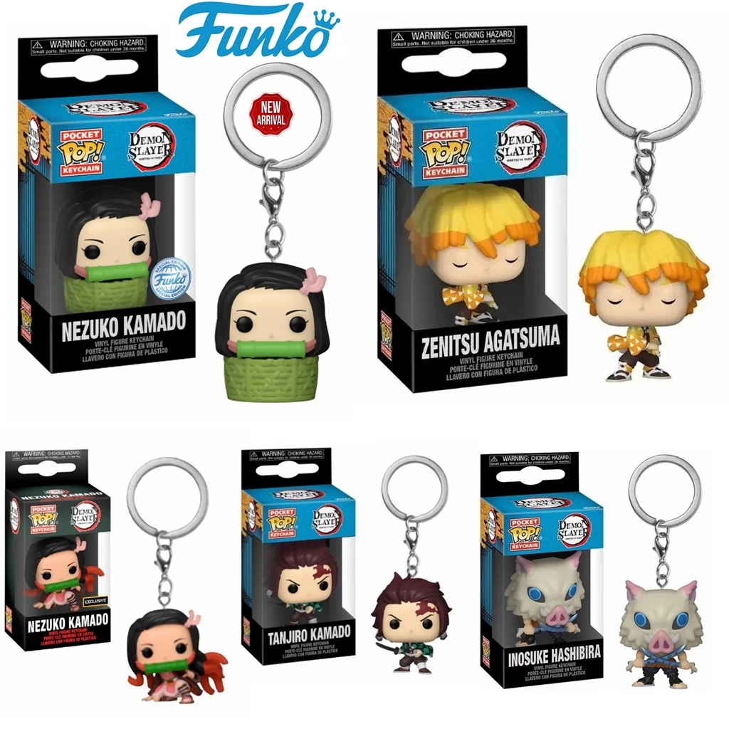 FUNKO POP Demon Slayer NEZUKO KAMADO ZENITSU AGATSUMA TANJIRO INOSUKE HASHIBIRA Карманный поп-брелок Коллекция Модель Кукла Игрушка