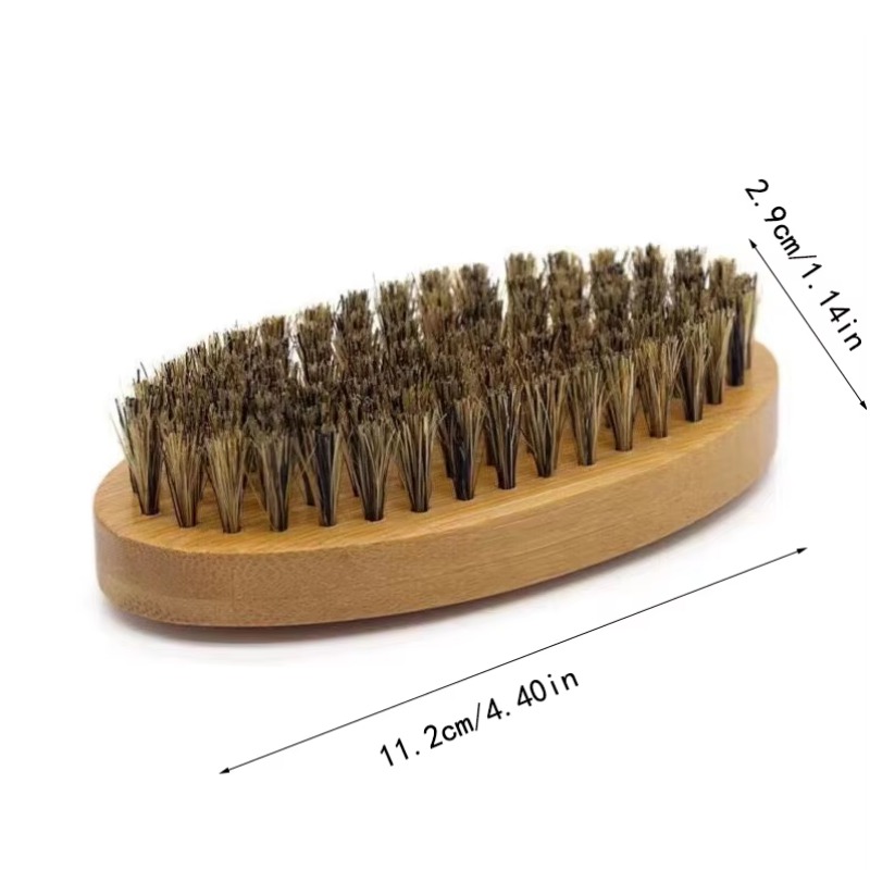 Set di pennelli da barba da uomo con setole di cinghiale, barbiere portatile, spazzola per barba naturale, pettine, forbici per lo styling per la pulizia del viso