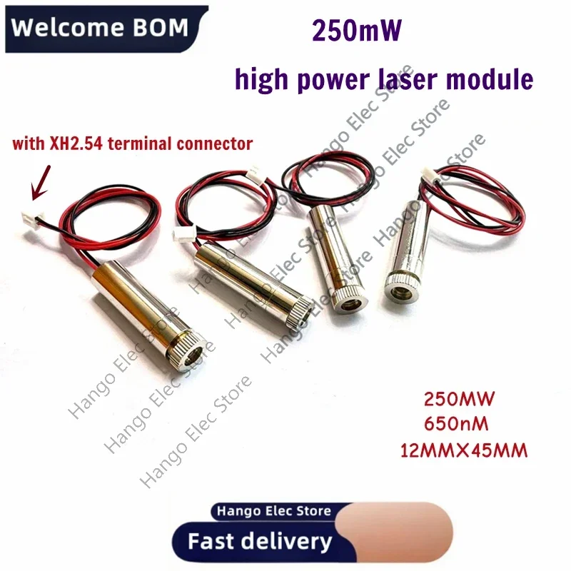 Módulo láser rojo 250mw 650nm láser de alta potencia con enfoque máquina de grabado Diy Dc 3-4,5 V cabezal láser Diy artesanía XH2.54