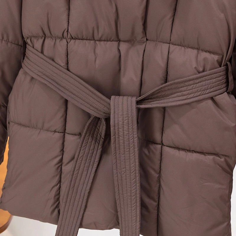 2024 com cinto jaqueta feminina jaqueta de inverno mulher parkas sólido engrossar quente feminino neve usar casaco algodão acolchoado outwear roupas