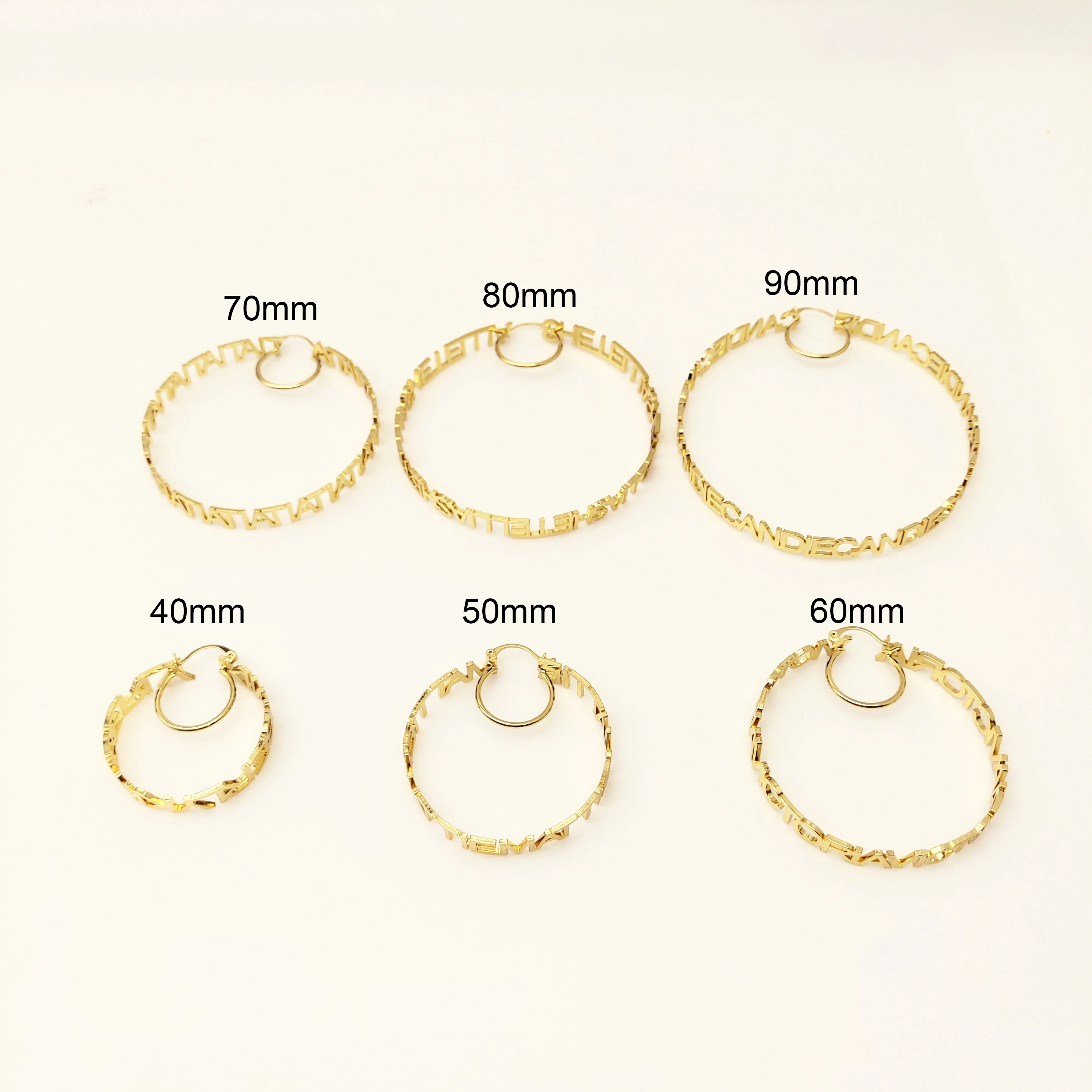 DODOAI-pendientes de aro de acero inoxidable con nombre personalizado, joyería personalizada con caja de regalo, 40mm-90mm