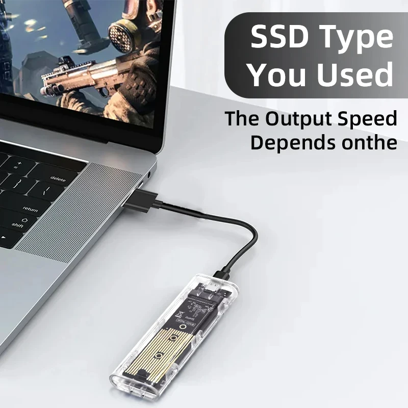 M.2 NVME PCIe NGFF SATA Dual Protocol SSD Case Clear USB Type C 10Gbps PCI-E M2 SSD Transparent External Enclosure Hard Disk Box