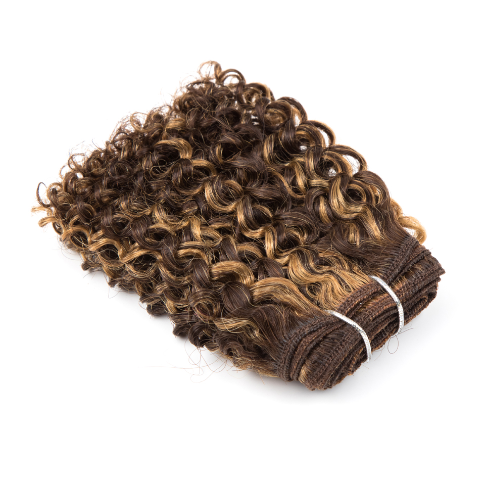Jerry bouclés cheveux humains paquets brésilien crépus Curl 5 pièces P4/27 mettre en évidence les cheveux humains armure faisceaux Remy Extension de cheveux