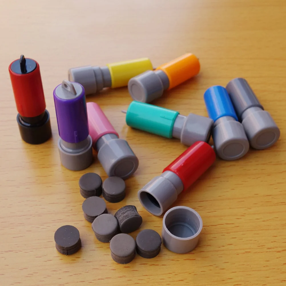 10 Pcs Case with Pad Small Stamps Self Holiday Blank Engraved Making Tool Accessory Seals