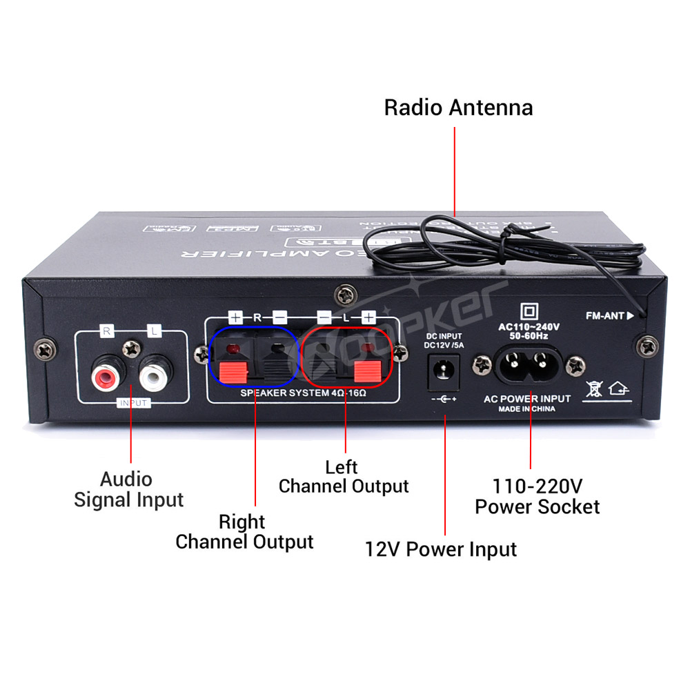 Woopker AK35 800W amplificadores digitales para el hogar 100-240V 12V potencia de Audio de graves Bluetooth AMP Hifi FM altavoces subwoofer