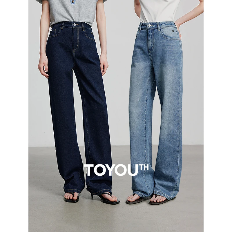 TOYOUTH-pantalones vaqueros de mezclilla para mujer, pantalón de pierna ancha, versátil, bordado, a la moda, primavera 2025