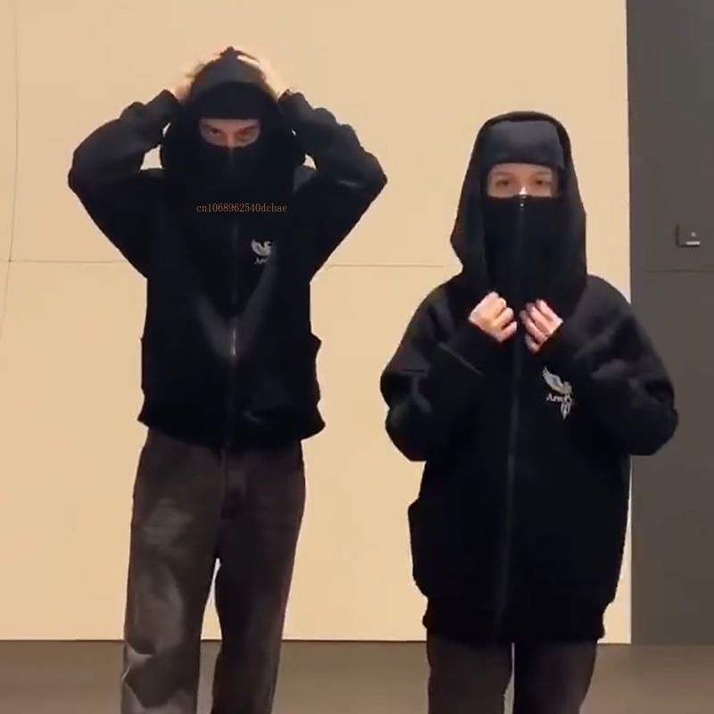 Sudadera con capucha de diseño único de doble gorra para hombre y mujer, marca Ins Tide, Sudadera con capucha con cremallera de águila de doble cabeza, chaqueta holgada de invierno para parejas