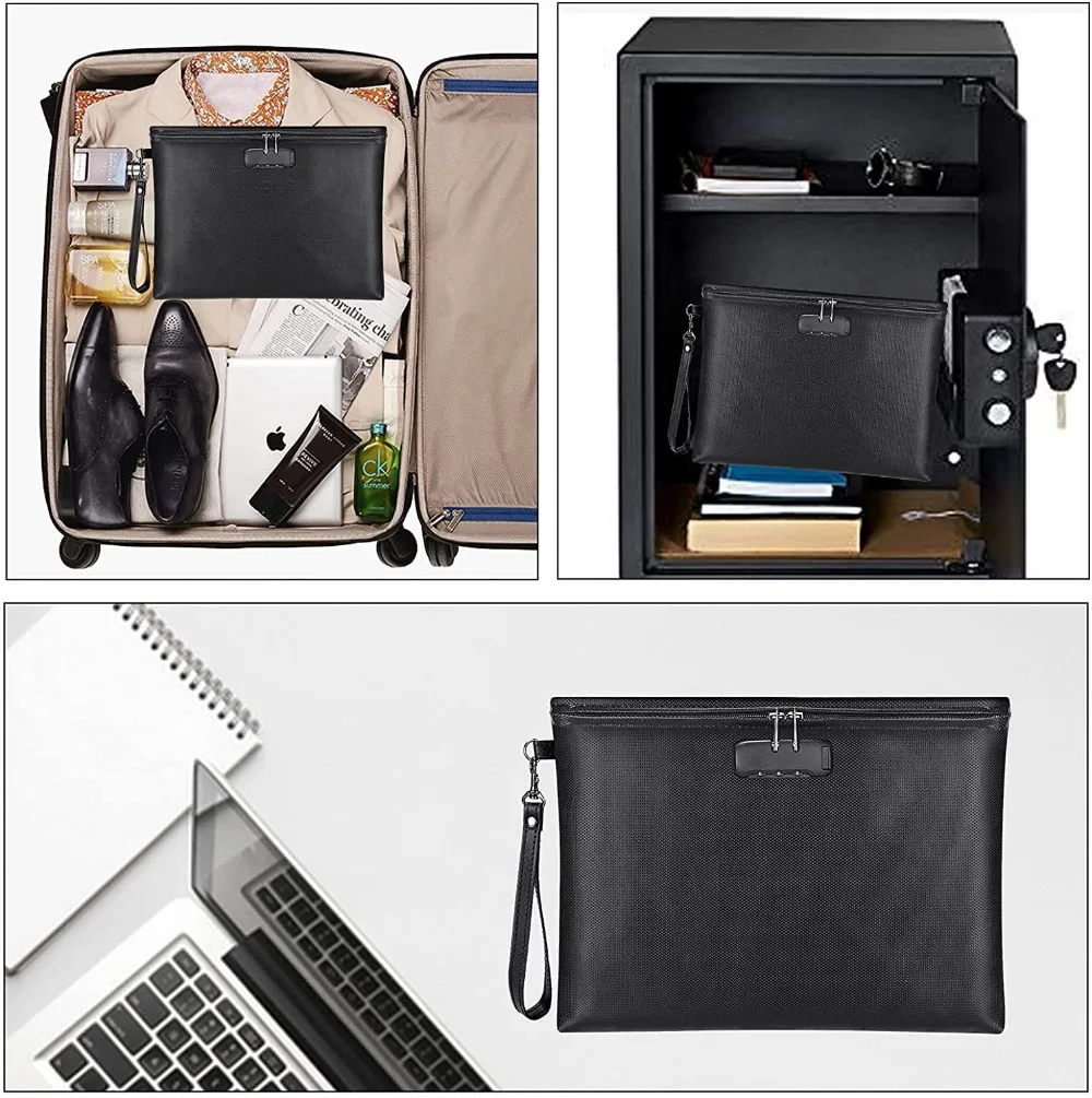 Hot Selling Zipper Official Document Fireproof File Bag Liquid Silicone Fireproof Data Archive Storage Bag Fireproof Bag