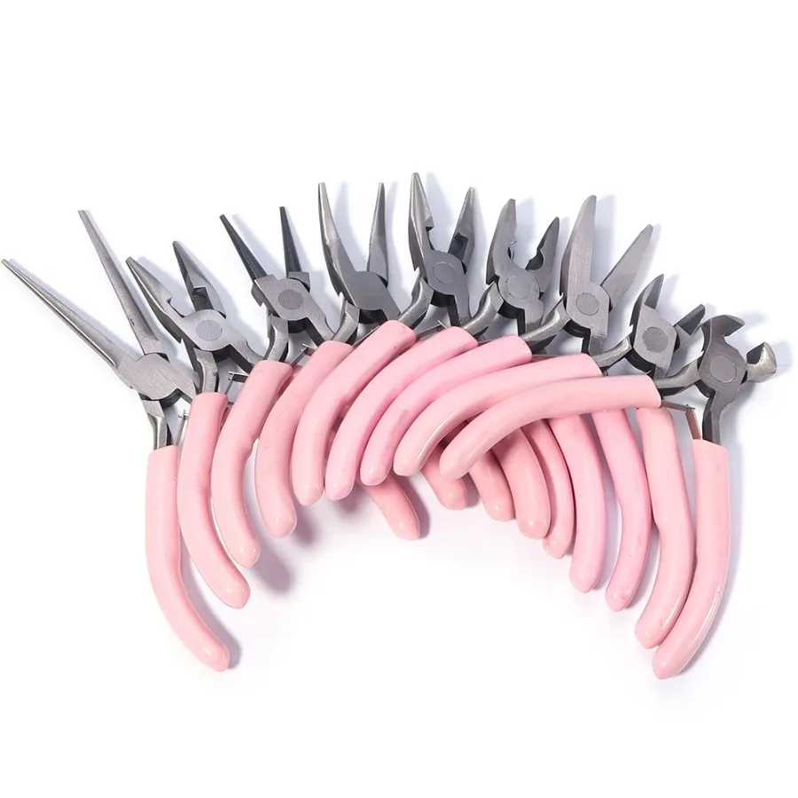 Tragbare Rosa Farbe Edelstahl Zangen Werkzeuge Runde Nase Schneiden Draht Zangen Für Handwerk Perlen DIY Schmuck Machen Liefert