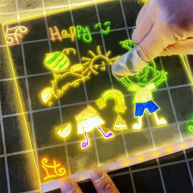 Magic Glow Kids Drawing Board: Reusable LCD Tablet, Erasable Light-Up Doodle Pad for Ages 3-6+ | Fun Educational Toy Menu Board