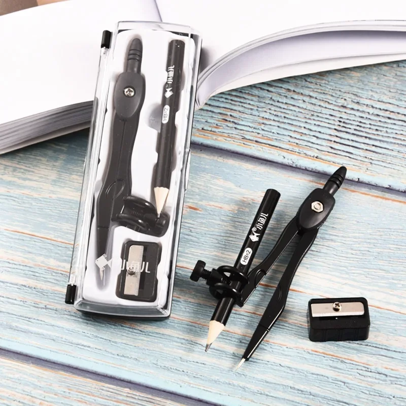 3Pcs Set Art Design Metal Compass Geometric Drawing Tool with Pencil Sharpener Math Set Student Drafting Draw Circle Stationery