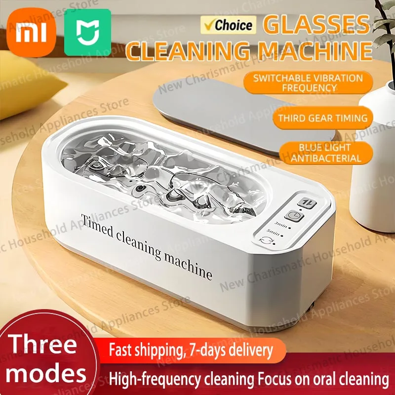 Limpiador de gafas ultrasónico Xiaomi MIJIA, limpiador de lentes de contacto de 50KHz, temporizador doméstico, joyería, cepillo de dientes, cepillo para dentaduras postizas, nuevo