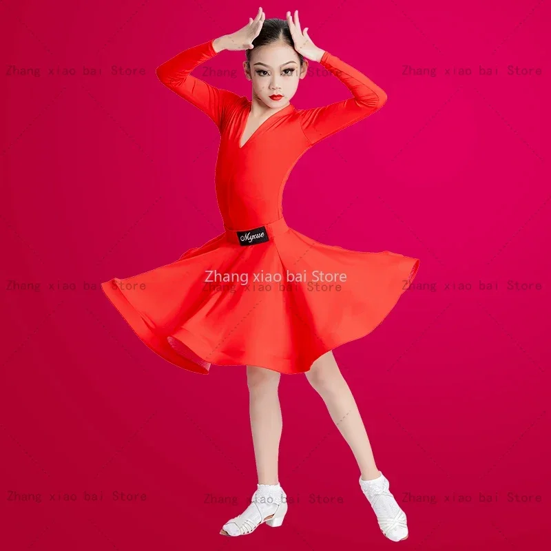 สาวละตินเต้นรําชุดเด็กห้องบอลรูมเต้นรําชุดเด็ก Salsa Rumba Cha Cha Samba Tango Top กระโปรง Stage เสื้อผ้า