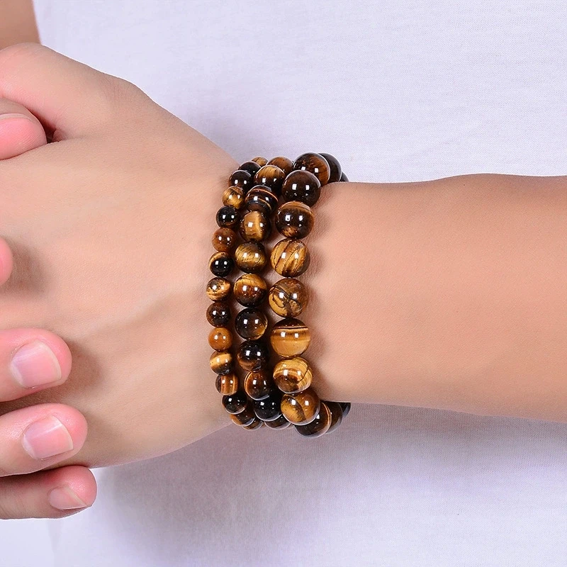 6MM-12MM Mode Tiger Auge Armreifen Für Männer Natürliche Energie Stein Perlen Reiki Healing Armbänder Frauen Partei schmuck Geschenke