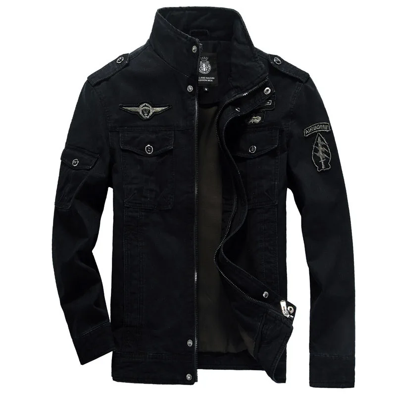 Jaqueta militar masculina de alta qualidade 2023 nova gola multi-bolso manga bordada ferramentas piloto plus size jaqueta de algodão masculina