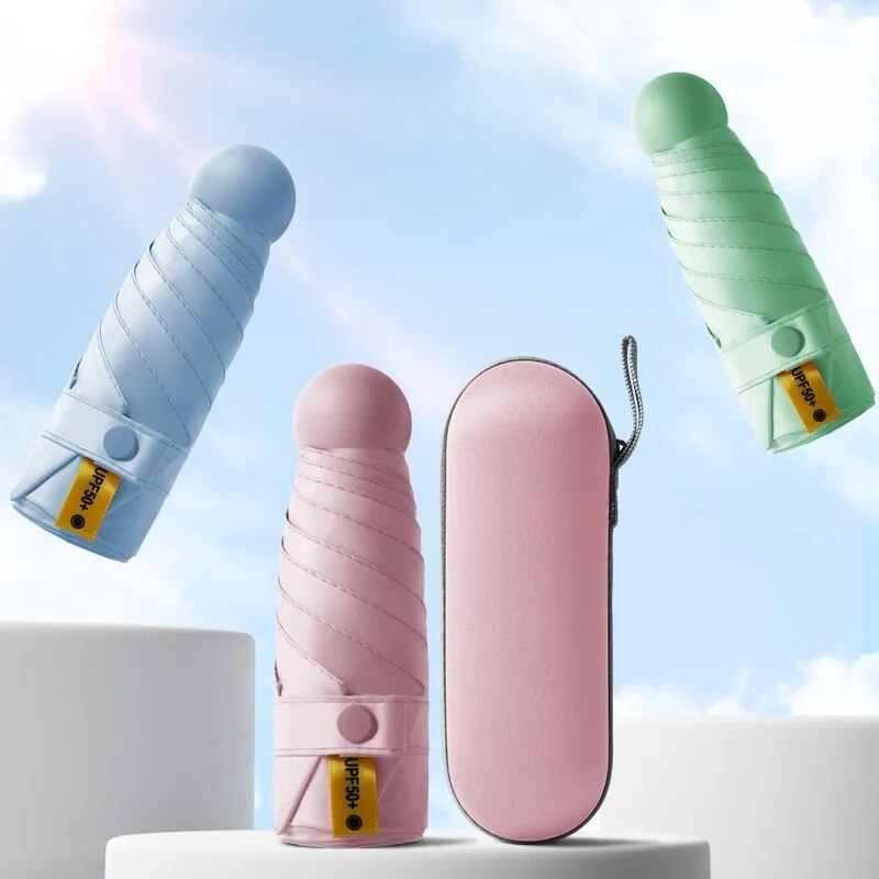 Guarda-sol feminino proteção solar, guarda-chuva de proteção solar, anti-uv, ensolarado e chuvoso guarda-chuva de bolso de dupla utilização, plana -50%