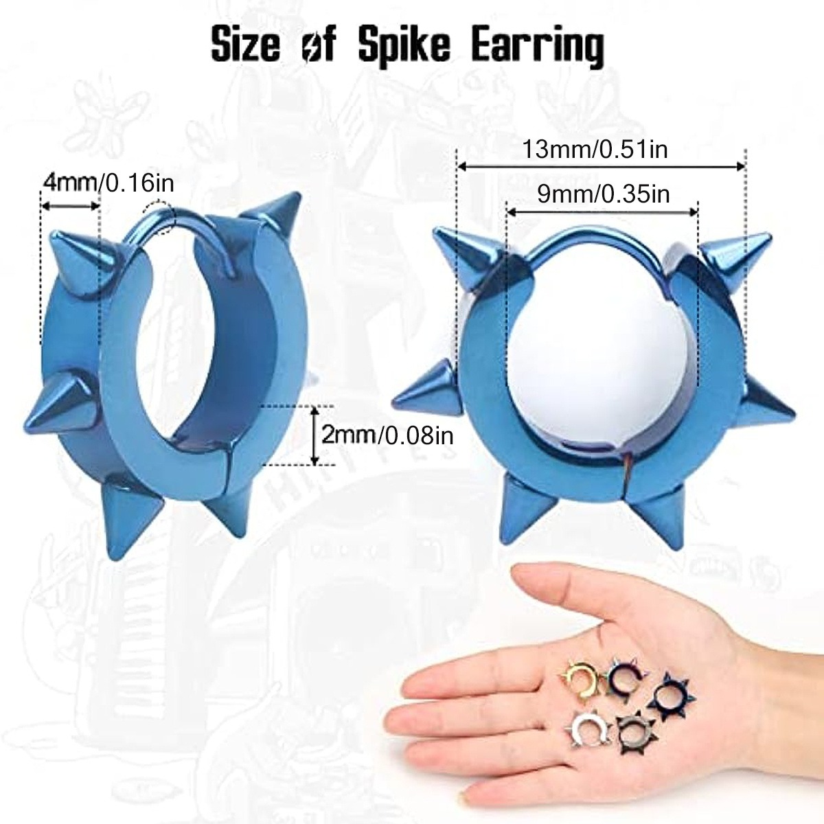 Clearance_1 Paar Edelstahl-Creolen mit Scharnier für Herren, Punk-Spike-Ohrringe_Continuous Updates