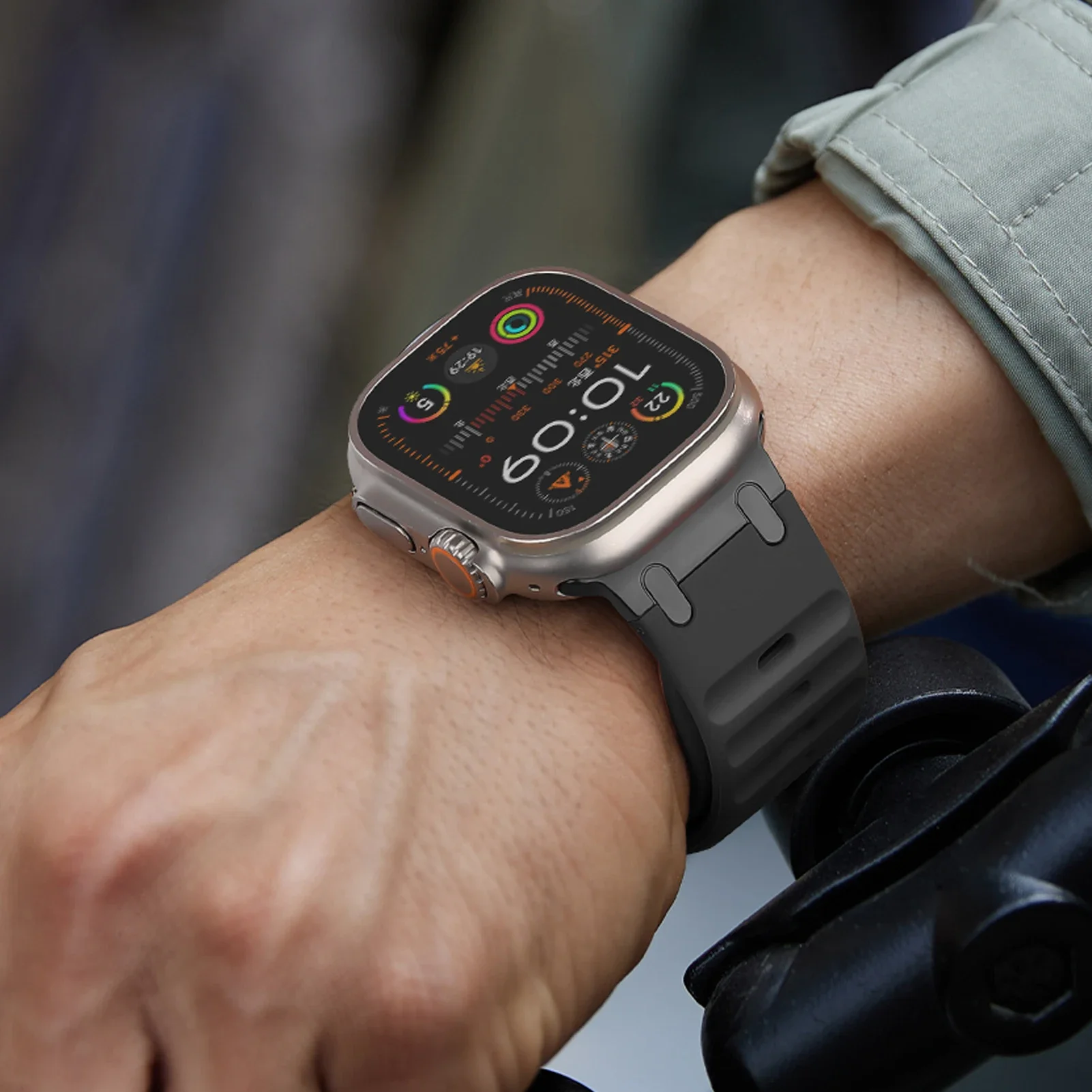 Correa deportiva de silicona para Apple watch ultra 2, pulsera de acero inoxidable de 49mm, iwatch Series 9 8 7 SE 10, 45mm, 44mm y 46mm