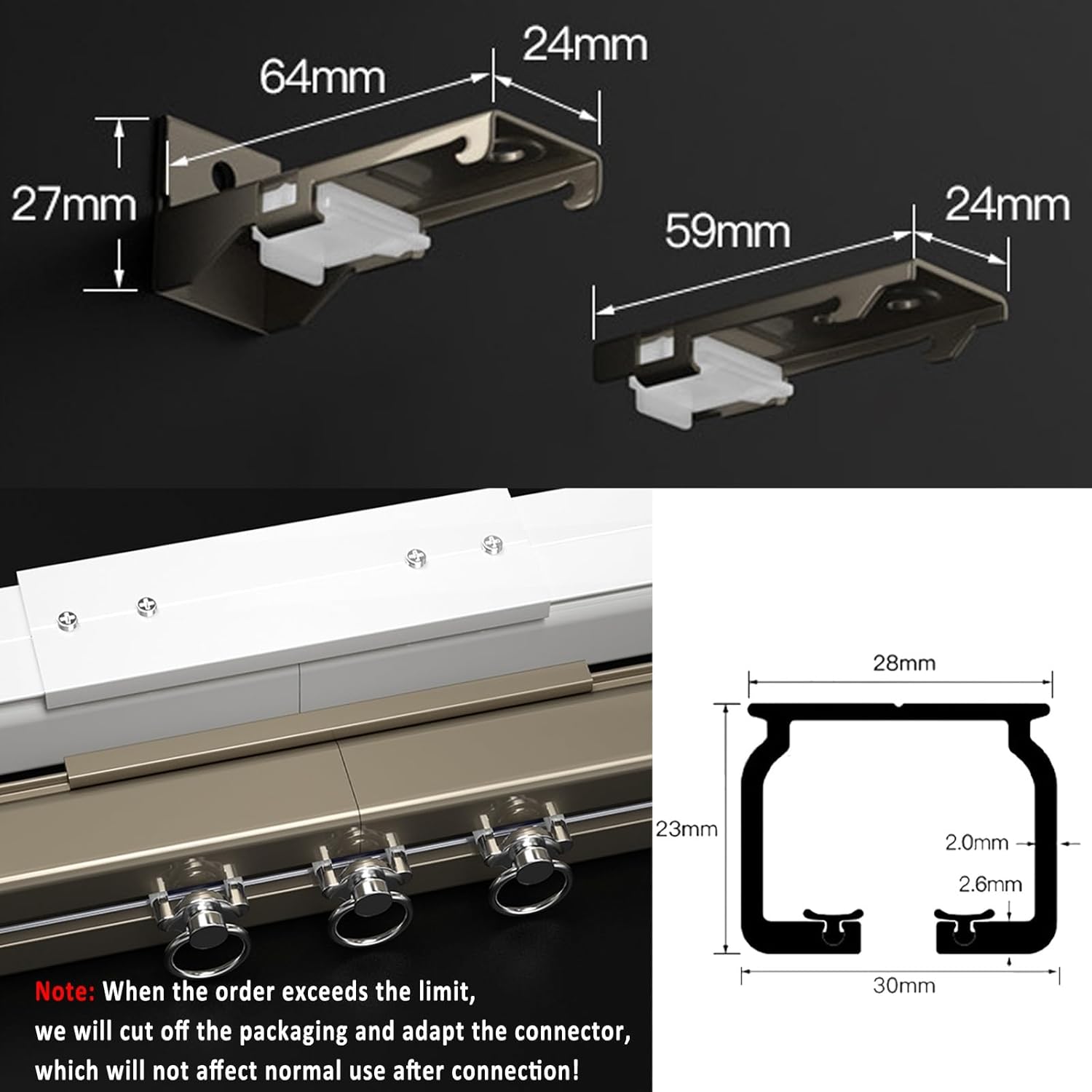 Cortina resistente para montaje en techo y pared para separadores de habitación, cortinas Ra para sala de estar y dormitorio, 2