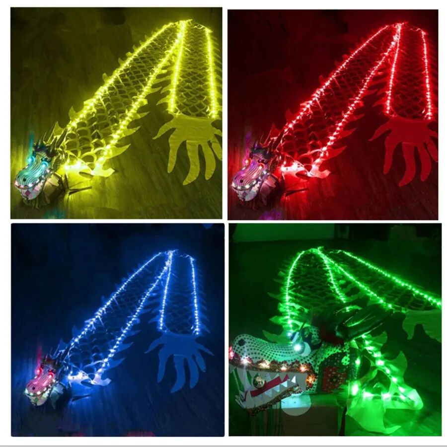 Conjunto de baile de dragón LED para niños, 2/3/5m, actuación del Festival del dragón brillante, actividades de ejercicio al aire libre, danza cuadrada