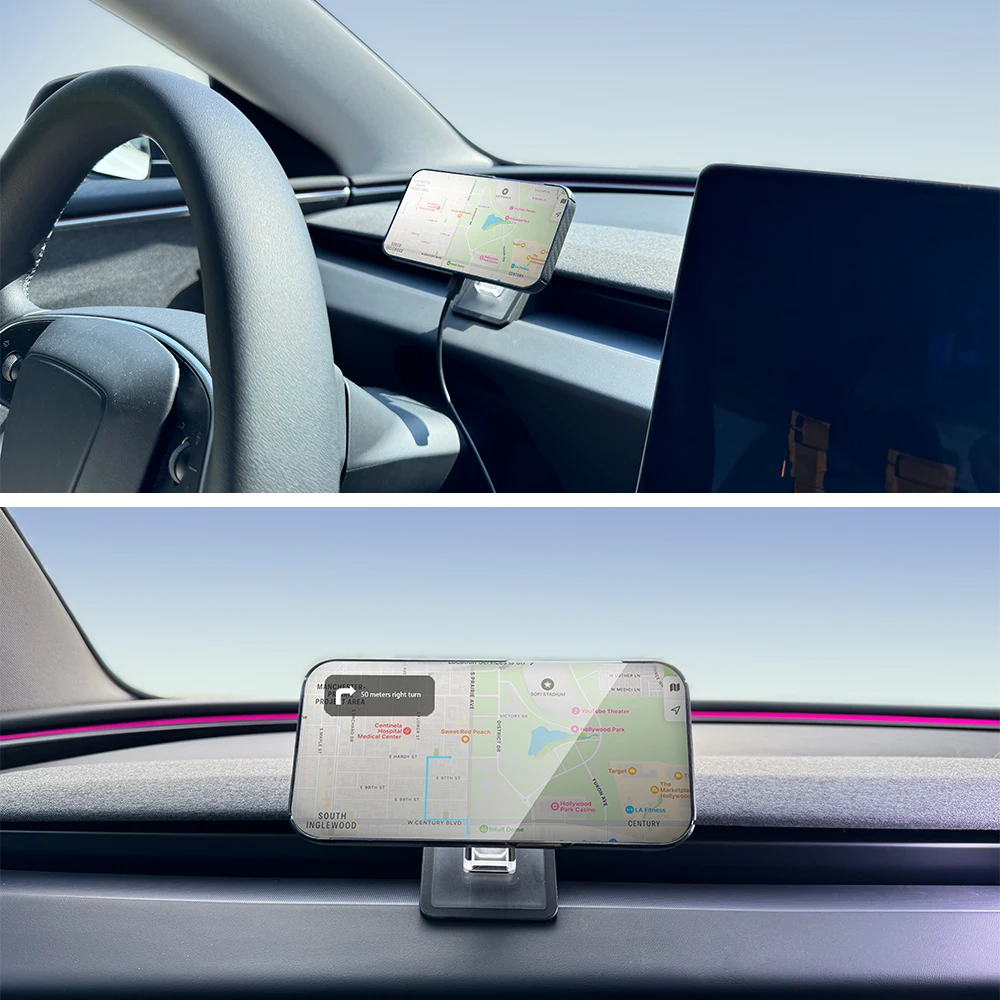 For Tesla Model Y Launch 2025 Model 3 Highland 2024 Phone Holder Mount Magnetic for iPhone Wireless Charger Fast Charging 15W