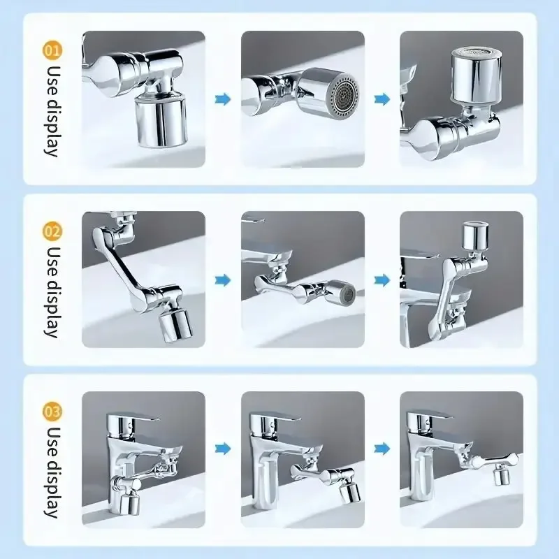 Extensor de grifo de 2 piezas, brazo robótico ABS, modo único, 1080 °   Extensión de grifo universal giratoria, grifo giratorio para lavabo de baño