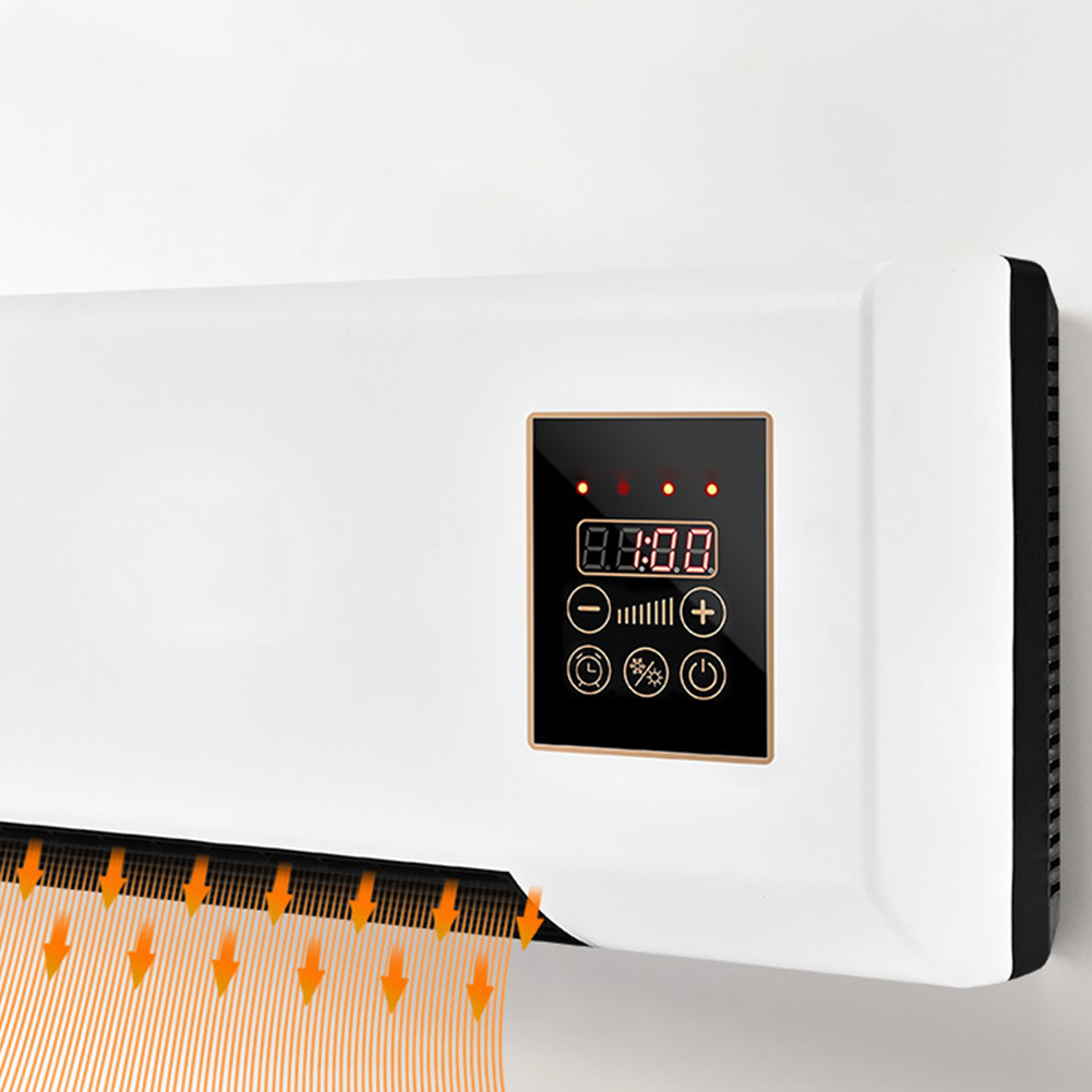 Aquecedor elétrico de parede do condicionador de ar, 2 em 1, ar condicionado com função temporização, controle touch screen, 1800W
