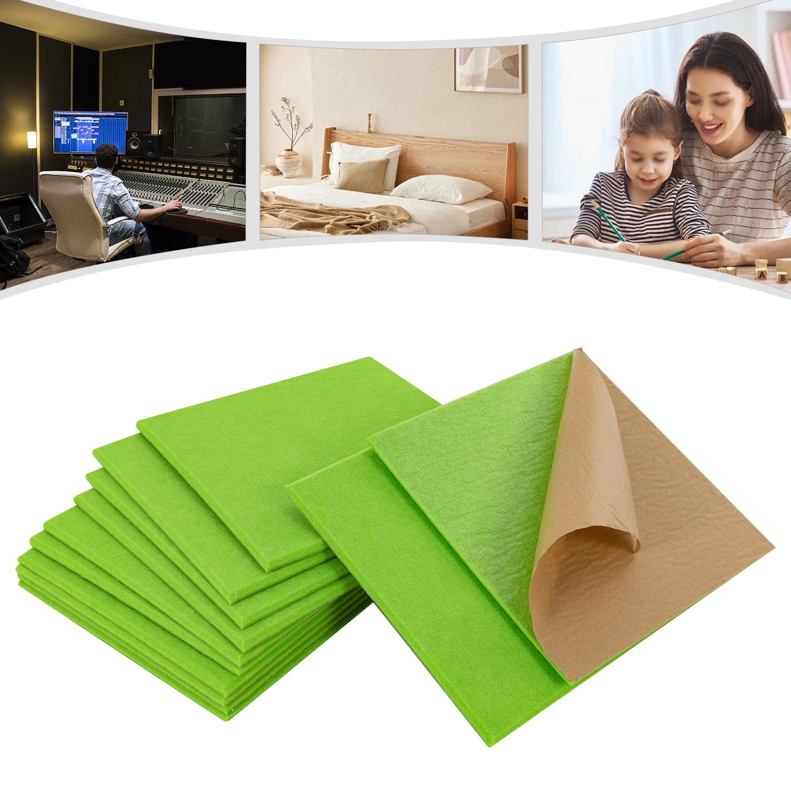 Quadratische Akustikplatten, grün, hochdichte Schalldämmwand, 12 Stück, Akustikschaum für Wanddekoration und Akustikbehandlung